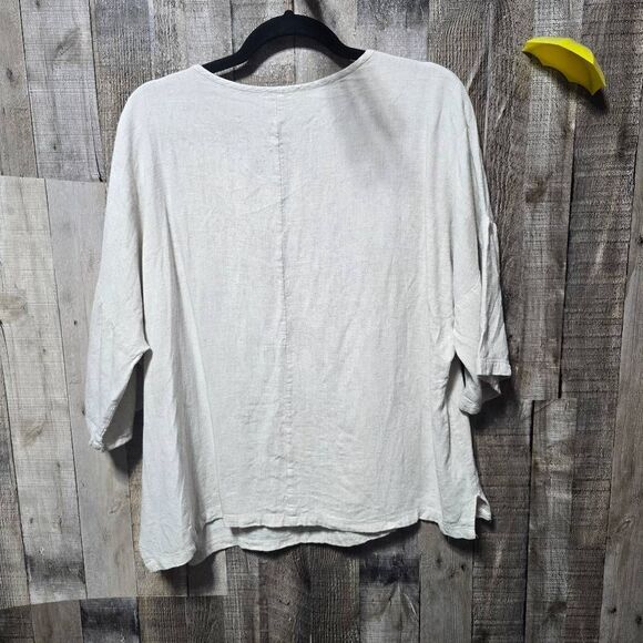Minibee Cream Linen Blend Top - Picture 3 of 5